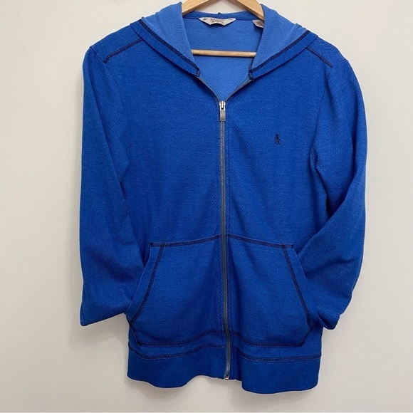 Original Penguin wear zip up jacket blue men fleece sports casual sweater Small - Picture 11 of 11